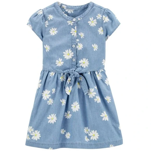white christmas dresses Kids Denim Dress Raring Horse 5T main image 0